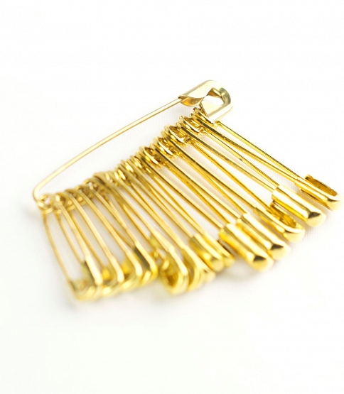 Assorted Brass Safety Pins 5 Gross 19-27mm - Click Image to Close